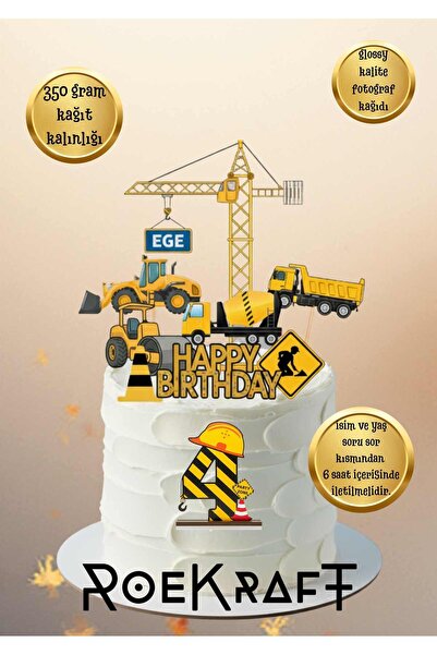 OEM Roekraft İnşaat Makineleri Pasta Süsü Seti, İnşaat Makineleri Doğum Günü ...