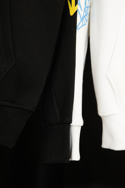 Sekizbiraltı Love Graffiti Printed Oversized Unisex White Hoodie