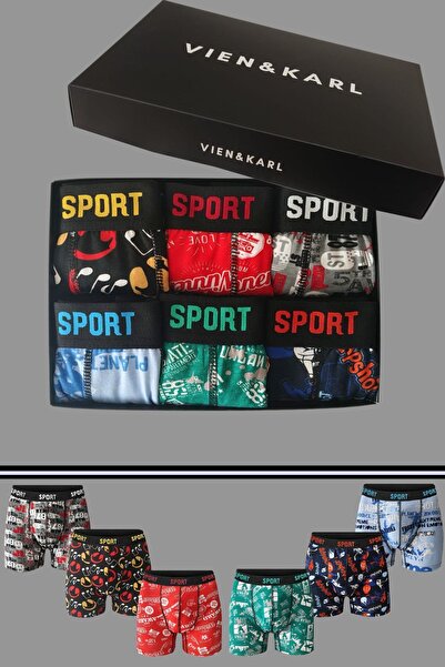 Vien&Karl Pánský vzorovaný 6dílný prémiový česaný bavlněný boxer s lycrou