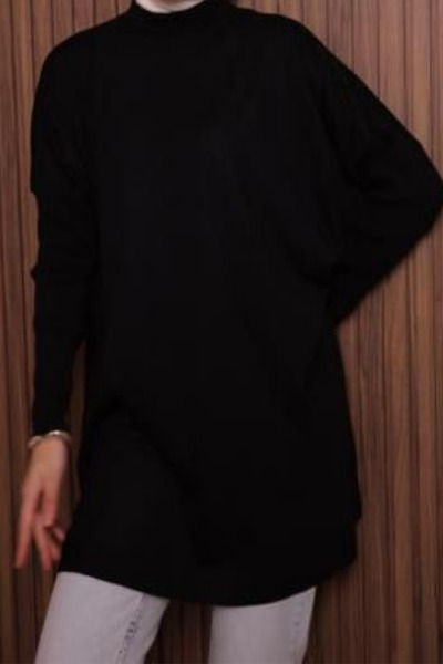 Balenbi Women's Mock Neck Basic 80cm Loose Oversized Knitwear Tunic 1145