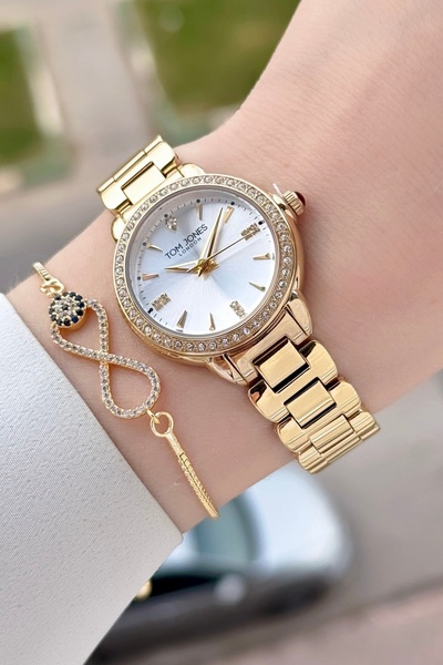 Tom Jones Gold Renk 30 Mm Kadın Kol Saati ve Bileklik
