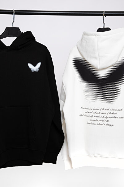 Sekizbiraltı Dot Butterfly με τύπωμα oversized Unisex Μαύρο φούτερ με κουκούλα