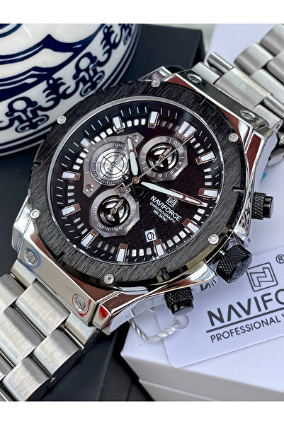 Naviforce ساعة يد رجالية رقمية تناظرية مع ضمان وسوار من الفولاذ المقاوم للصدأ...