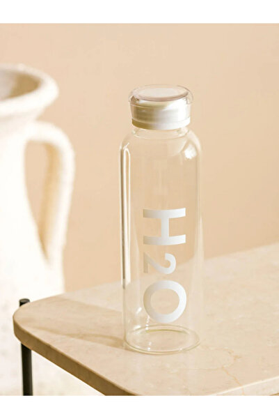 Tohana H2O Written Borosilicate Glass Flask White - H2O Borosilicate Glass 1 Liter Flask White