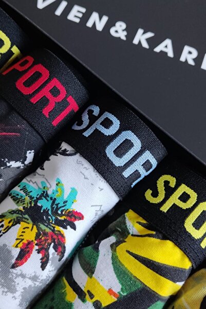 Vien&Karl Men's Patterned 5-Piece Premium Box Combed Cotton Lycra Boxers