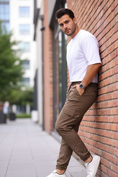 comstar Men's Parachute Fabric Style Jogger Sports Pants with Pockets and Elastic Waist