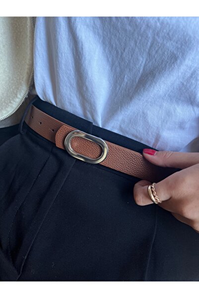 LİA KEMER Let O Letter Patterned Women's Silver Buckle Belt Jacket Belt Dress Belt Trouser Belt