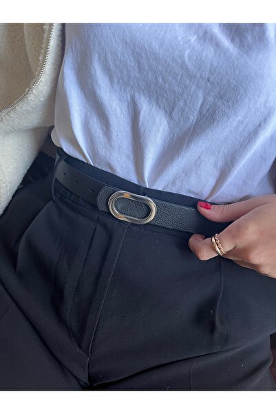 LİA KEMER Let O Letter Patterned Women's Silver Buckle Belt Jacket Belt Dress Belt Trouser Belt