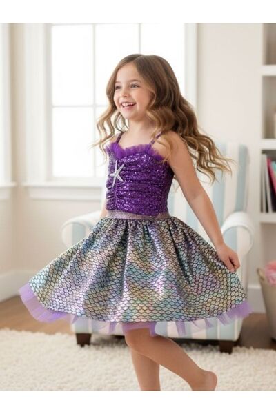 Okay Girl's Cropped Tutu Mermaid Costume