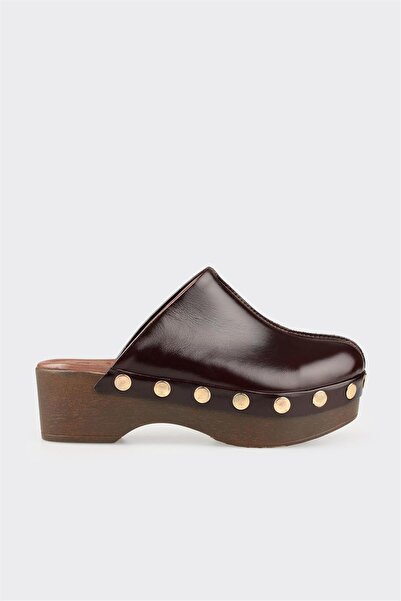 Elle Shoes Kahve Deri Kadın Terlik