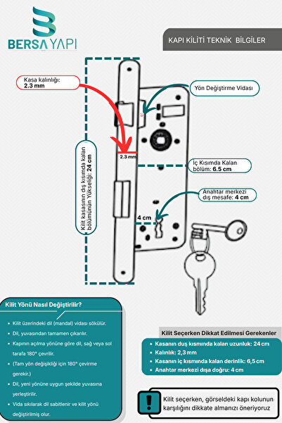bersayapı Lama Aynalı GemiKasa Oda Kapı Kolu ve Sesiz Gömme Kilit Siyah 1 Kapılık Takım Siyah Kapı Kilidi 40mm