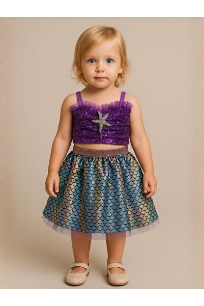 Okay Girl's Cropped Tutu Mermaid Costume
