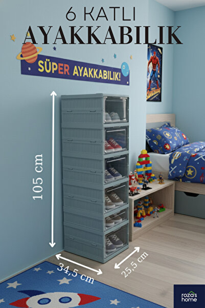Dükkanönü 6 Katlı Modüler Ayakkabılık Lüks Ayakkabı Kutusu Seti Dolabı Katlan...