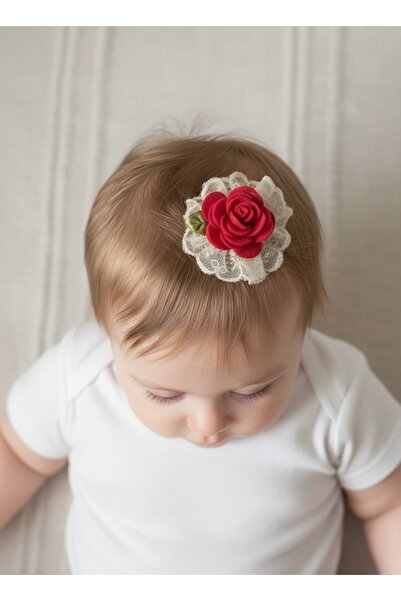 Toka Delisi Saçsız Bebek Tokası, Sevimli Ekru Tül Ve Şeker Pembe Keçe Detaylı...