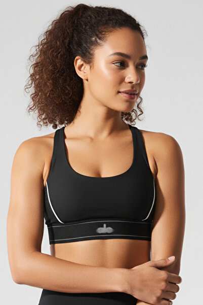 HepsitrentStore Black Color Striped Slim Fit Airlift Sports Yoga Bralet