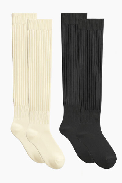 EFFE 2 Pieces of Basic Thick Cotton Blend Over-The-Knee Socks