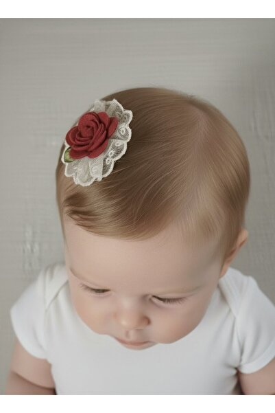 Toka Delisi Saçsız Bebek Tokası, Sevimli Ekru Tül Ve Gül Kurusu Keçe Detaylı ...