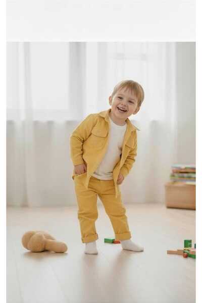 aynuraa Mustard Colored Gabardine Suit, 2-Piece Shirt and Pants