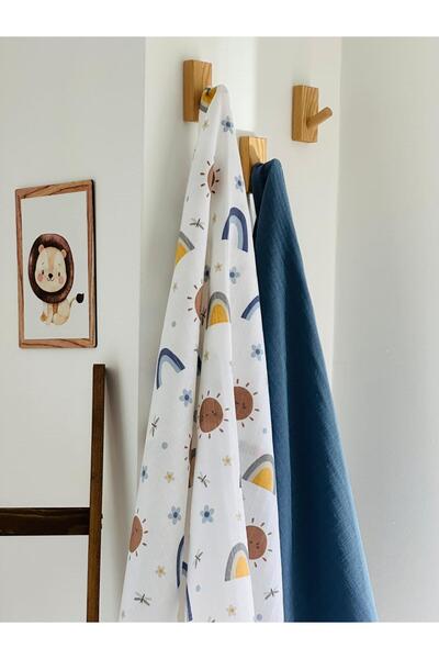 Fulya Tuhafiye 100% Cotton 2-Piece Muslin Baby Blanket Set Oeko-Tex Certified Muslin Blanket 80 X 90 cm