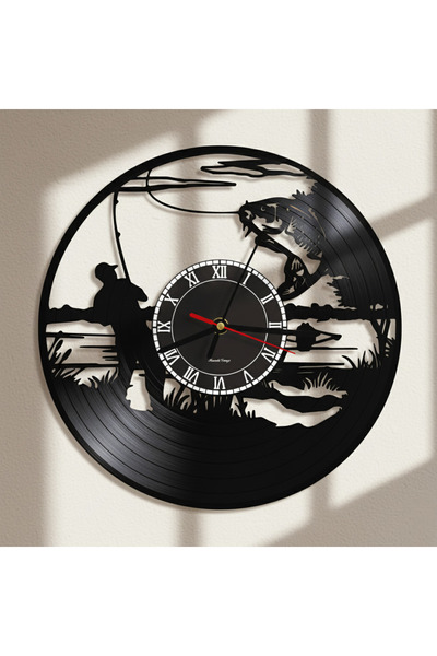 Handmade ساعة حائط على شكل لوحة فنية بتصميم صياد السمك