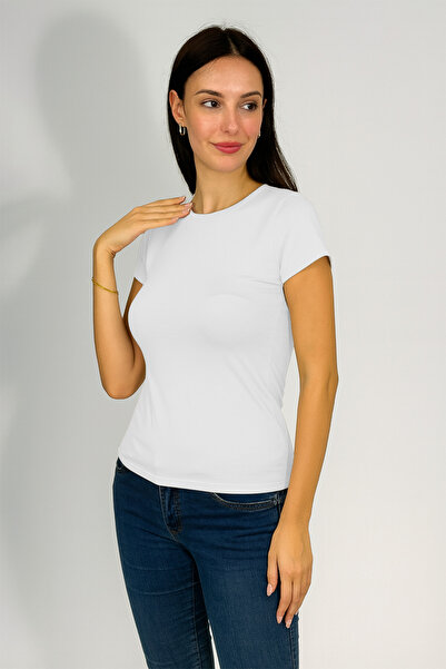 Betimoda Body de damă cu mânecă scurtă cu decolteu alb 1 bucată