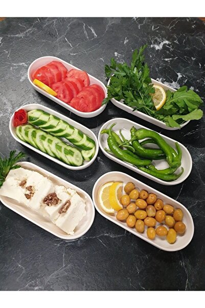 Blue مجموعة وعاء الوجبات الخفيفة لعرض الإفطار من السيراميك من سلسلة Kütahya Venus مكونة من 6 قطع