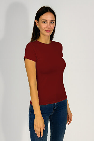 Betimoda Women's Short Sleeve Crew Neck Body Burgundy