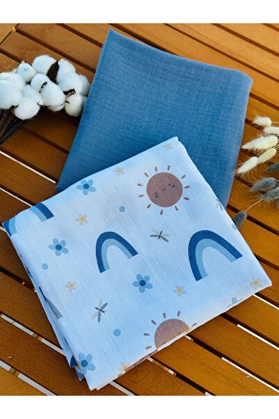 Fulya Tuhafiye طقم بطانية أطفال من الموسلين مكون من قطعتين من القطن 100%، بطا...