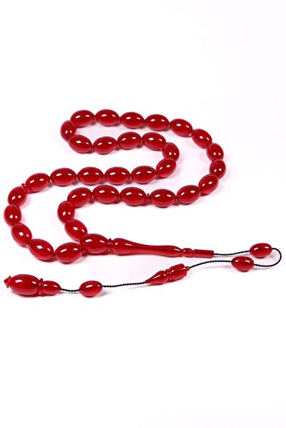 TESBİHKENTİ High-End Material and Craftsmanship Burgundy Crimped Amber Prayer Beads
