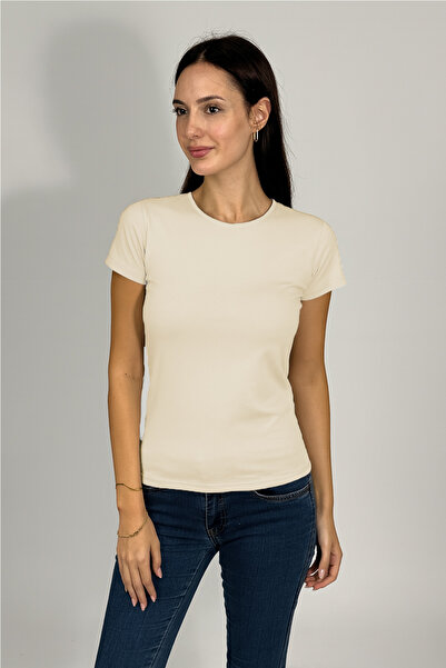 Betimoda Women's Short Sleeve Crew Neck Body Ecru