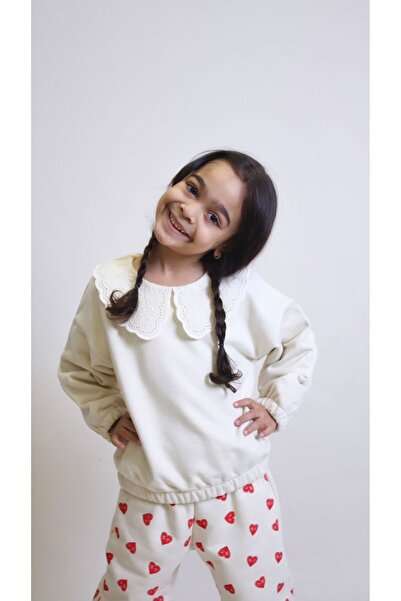 OZZY KİDS Girl's Collared Heart Patterned Dress