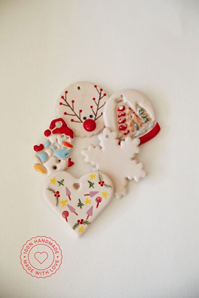 his ceramic Ceramic, Christmas Pine Tree Ornament Set of 5