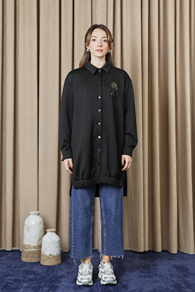 Modamorfo Women's Pineapple Embroidered Snap-Tunic - 10737Tun