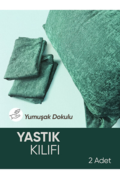 Piyes Home Yeşil Oxford, Yumuşak Dokulu, Flaplı, 2 Adet Set Yastık Kılıfı