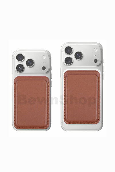shop iPhone için MagSafe özellikli Mikro Dokuma Cüzdan Kahverengi