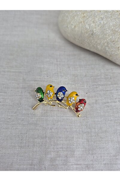 PİNA HEDİYELİK AKSESUAR Taşlı Kuş Broş Öğretmenler Günü Yaka İğnesi