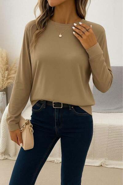 babatr.com Γυναικεία μακρυμάνικη μπλούζα βισκόζης με λαιμόκοψη