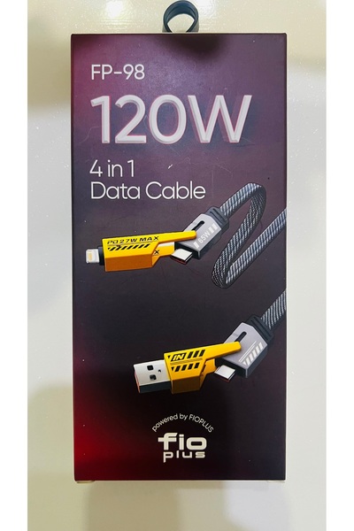 ŞARJ FioPlus 120W Metal Uçlu Android İphone Uyumlu 4 Başlıklı Aleti