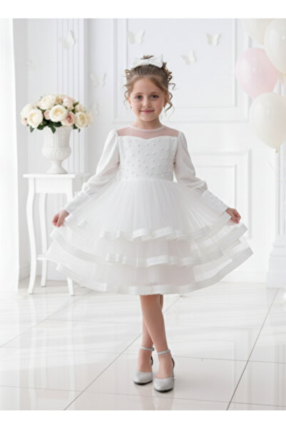 TREEMASS Kız Çocuk Kadife Ve Tülden Elbise Özel Günler için ideal.