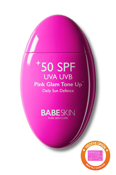 Babeskin Pink Glam Tone Up Face Sunscreen - Tone Equalizer, Brightening, Anti-Blemish, 50 SPF, 50ml