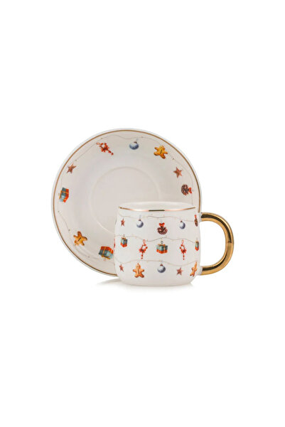 LC Waikiki Lcw Home New Year Themed Porcelain Coffee Cup Set for 2 People 90 ml