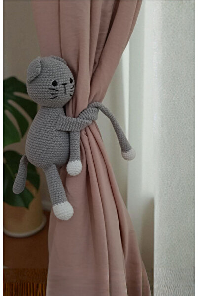 SR HOBİ Amigurumi Kedi Perde Tutucu