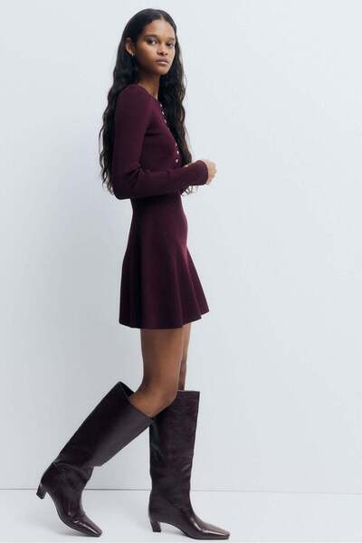 H&M Rib-knit flared-skirt dress