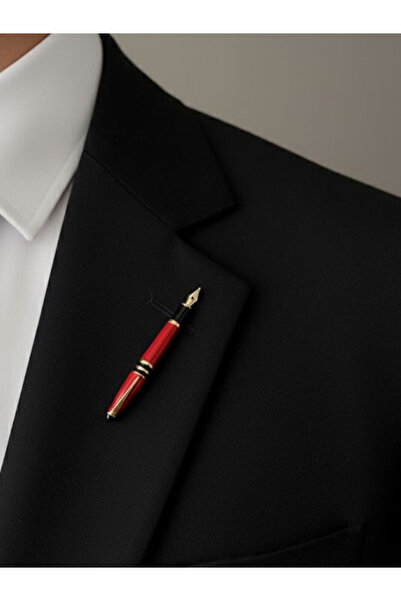 Pinkar Studio Kırmızı & Siyah Dolma Kalem Broş