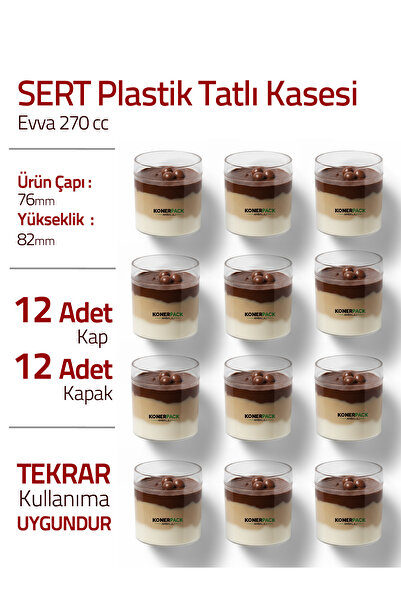 KONERPACK 12 Pieces Hard Plastic Magnolia Bowl with Lid 270 Cc