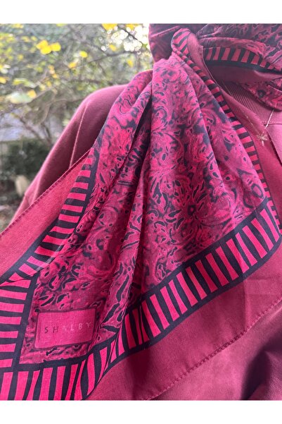 shalby Women's Cotton Mahru Pattern Soft Shawl Burgundy