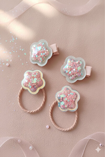 Avenda 4'lü Yıldızlı Şeffaf Kız Çocuk Tokası Seti