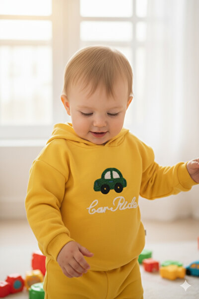 Zerenyus 6-24 Months Car Printed Children's Suit Yellow