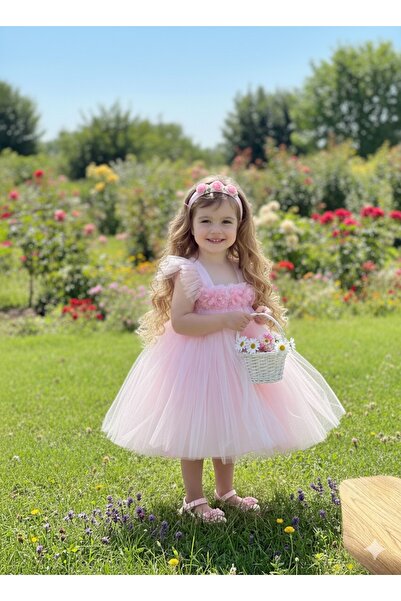 TREND NATURAL Kız Çocuk Tül Abiye Elbise Özel Gün Parti Doğum Günü (6 Ay 1 Yaş 2 Yaş 3 Yaş 4 Yaş)