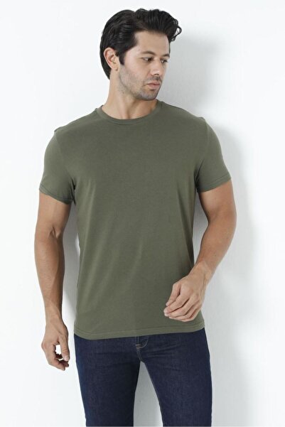 Bross Men's T-Shirt 100% Cotton Cycling Khaki Fit